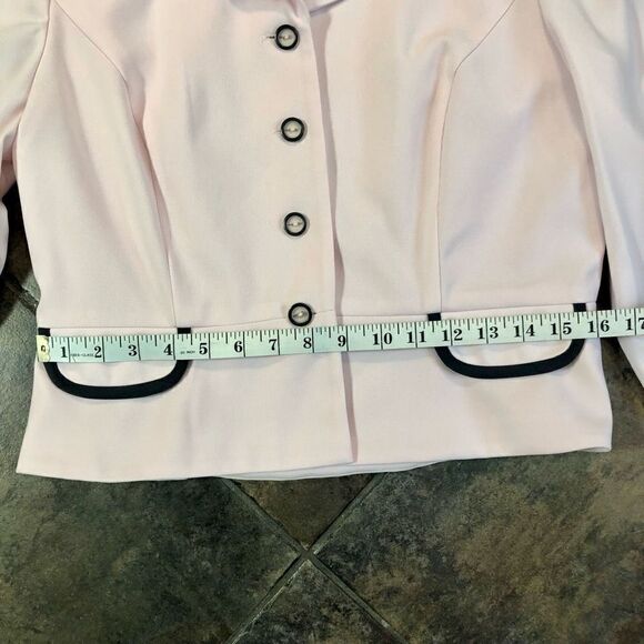 Plaza South Petite Women’s Barbie Pink Blazer Black Outline 10P - Picture 6 of 9